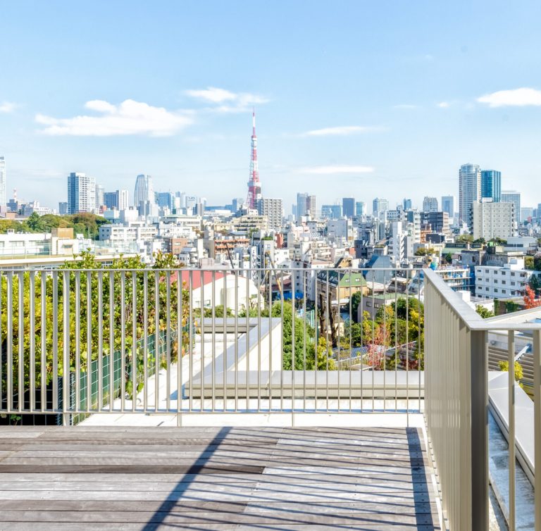 Rooftop deck overlooking Tokyo Tower