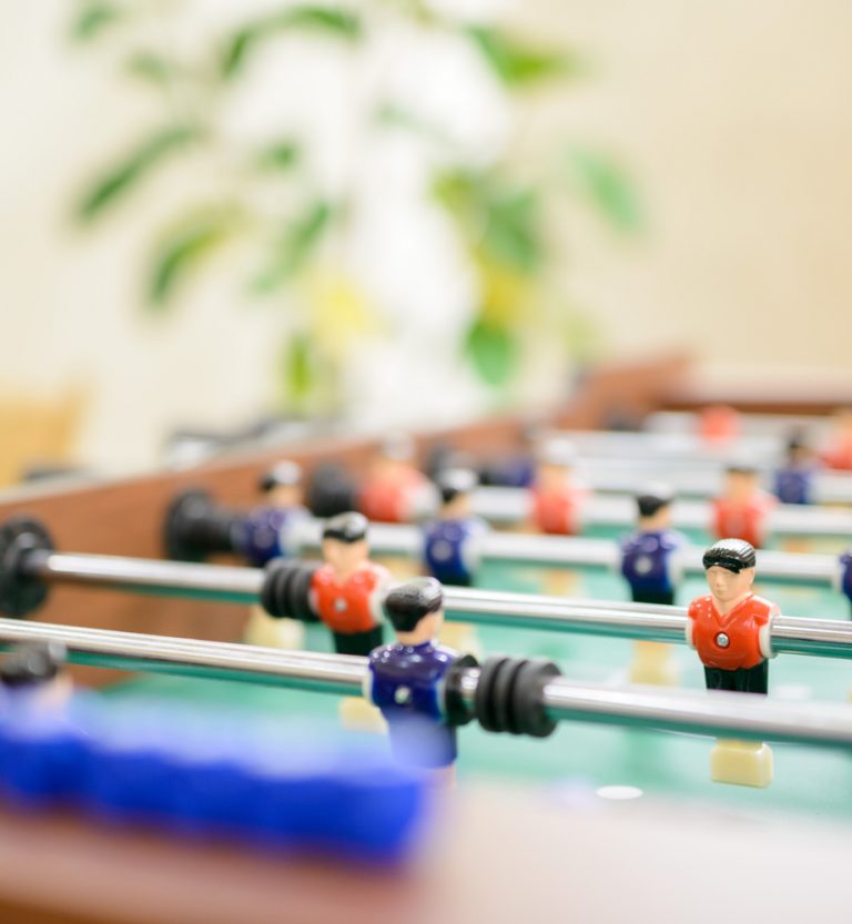Close up of table soccer